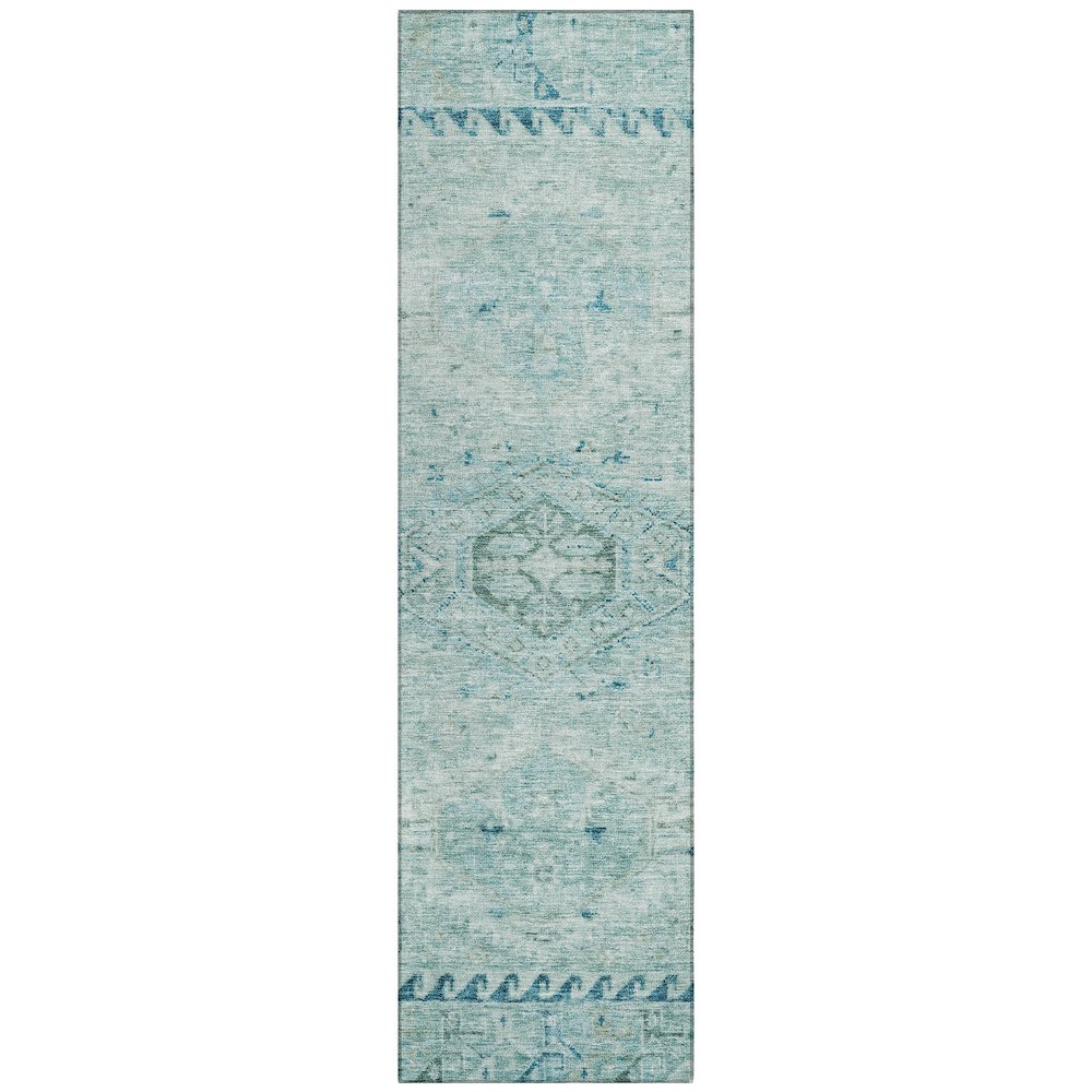 Machine Washable Indoor/Outdoor Chantille ACN2357 Teal 2'3" x 7'6" Runner Rug. Picture 1
