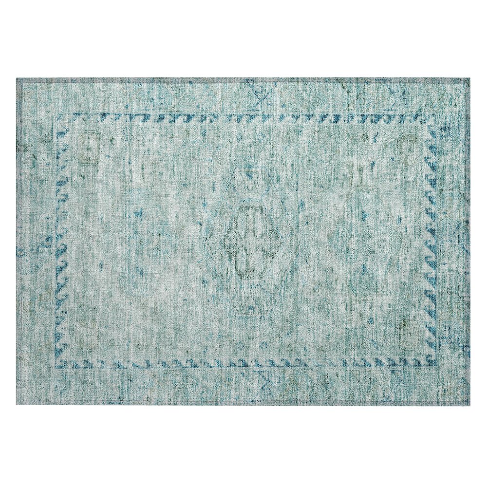 Machine Washable Indoor/Outdoor Chantille ACN2357 Teal 1'8" x 2'6" Rug. Picture 1
