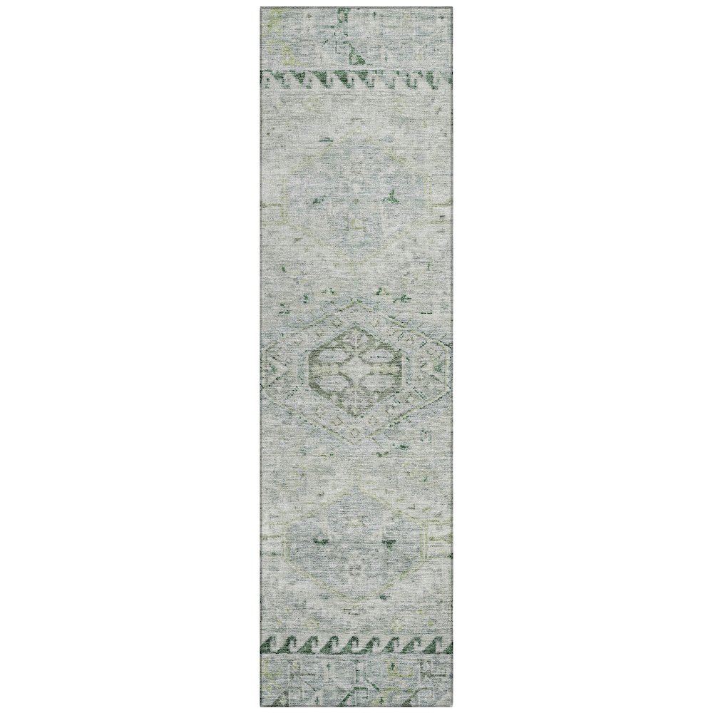 Machine Washable Indoor/Outdoor Chantille ACN2357 Green 2'3" x 7'6" Runner Rug. Picture 1