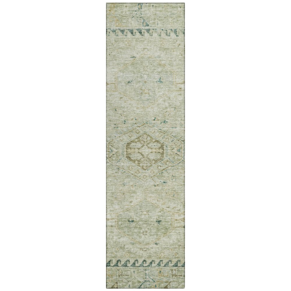 Machine Washable Indoor/Outdoor Chantille ACN2357 Green 2'3" x 7'6" Runner Rug. Picture 1