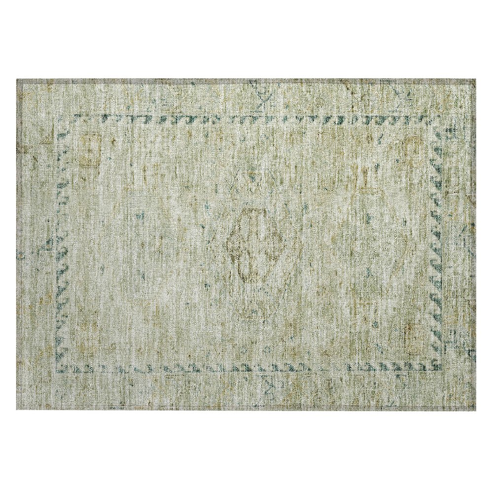 Machine Washable Indoor/Outdoor Chantille ACN2357 Green 1'8" x 2'6" Rug. Picture 1