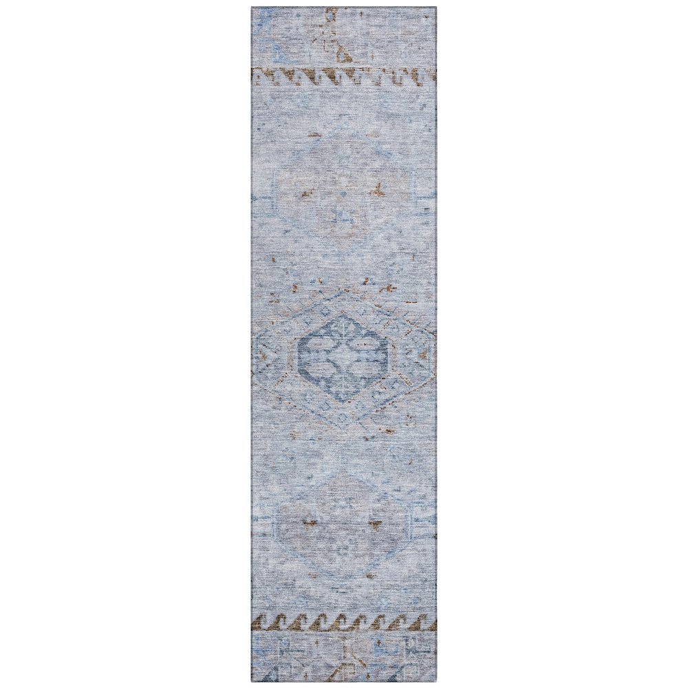 Machine Washable Indoor/Outdoor Chantille ACN2357 Blue 2'3" x 7'6" Runner Rug. Picture 1