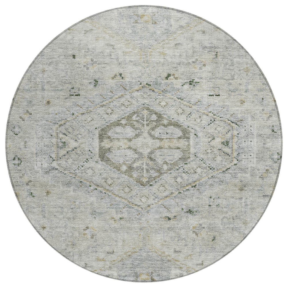Machine Washable Indoor/Outdoor Chantille ACN2357 Brown 8' x 8' Round Rug. Picture 1