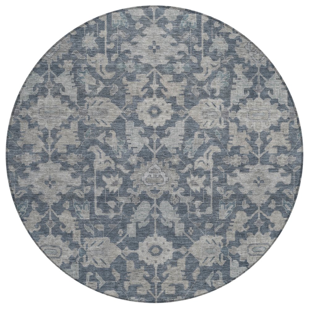 Machine Washable Indoor/Outdoor Chantille ACN2358 Blue 8' x 8' Round Rug. Picture 1