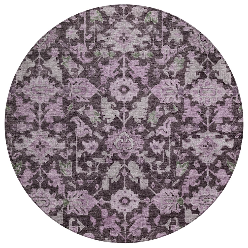 Machine Washable Indoor/Outdoor Chantille ACN2358 Purple 8' x 8' Round Rug. Picture 1