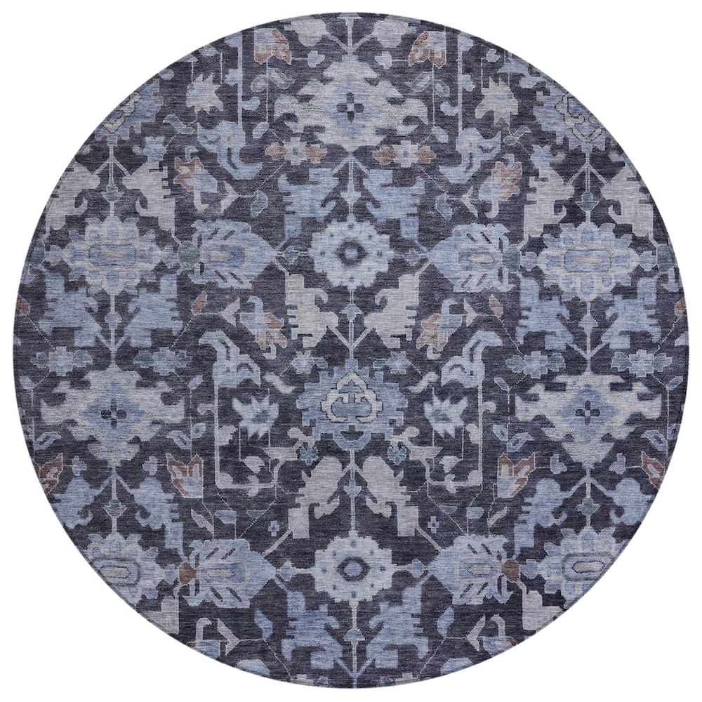 Machine Washable Indoor/Outdoor Chantille ACN2358 Blue 8' x 8' Round Rug. Picture 1