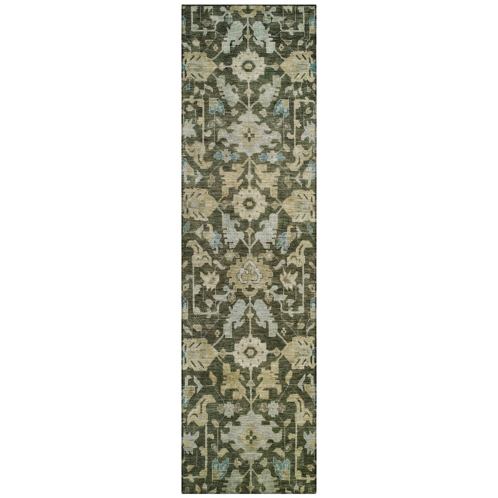 Machine Washable Indoor/Outdoor Chantille ACN2358 Green 2'3" x 7'6" Runner Rug. Picture 1