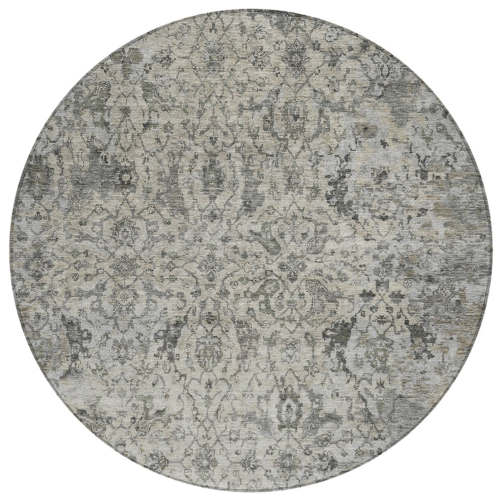 Machine Washable Indoor/Outdoor Chantille ACN2359 Brown 8' x 8' Round Rug. Picture 1