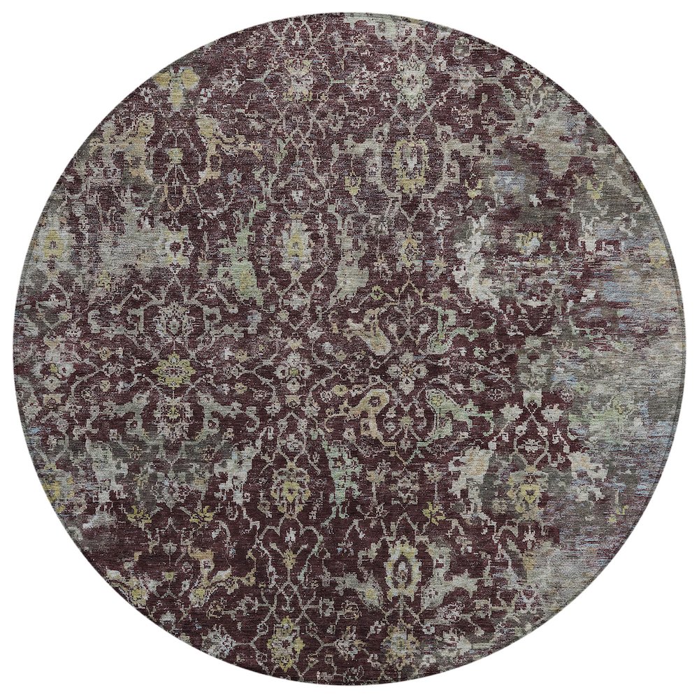 Machine Washable Indoor/Outdoor Chantille ACN2359 Red 8' x 8' Round Rug. Picture 1