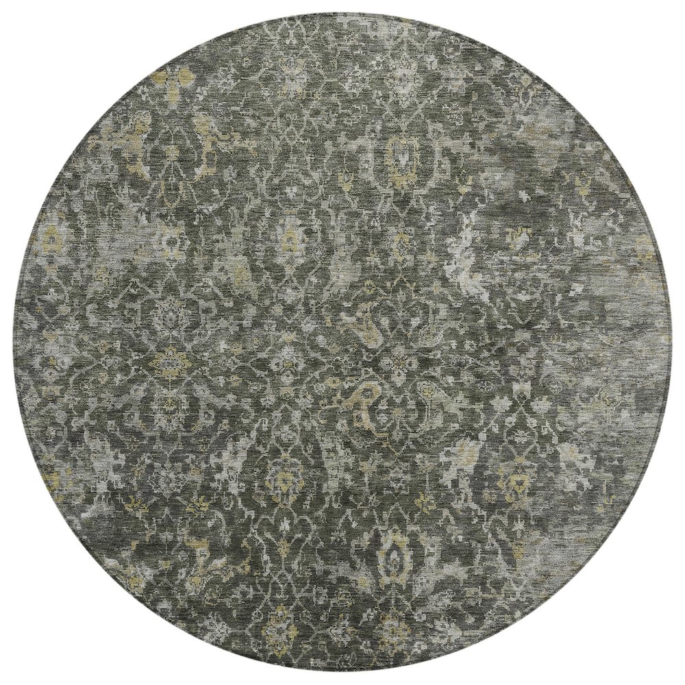 Machine Washable Indoor/Outdoor Chantille ACN2359 Gray 8' x 8' Round Rug. Picture 1
