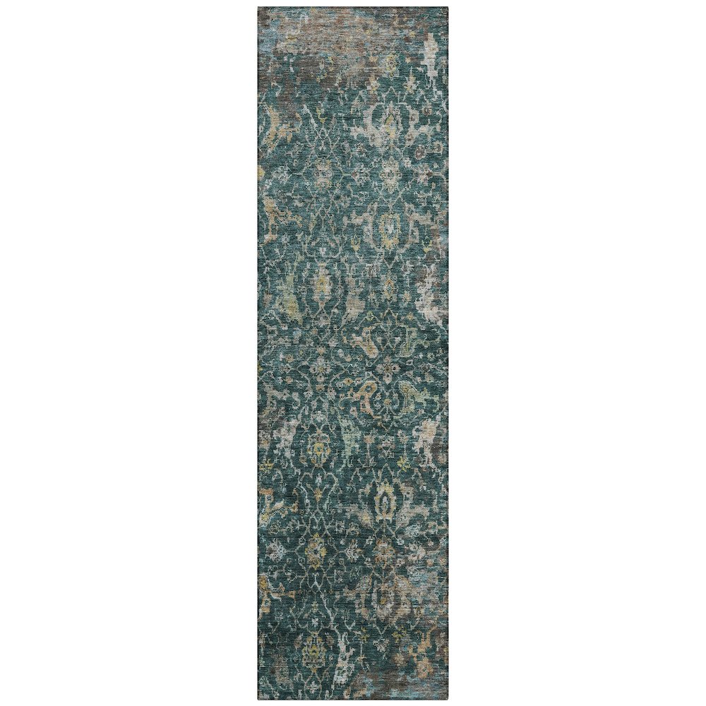 Machine Washable Indoor/Outdoor Chantille ACN2359 Teal 2'3" x 7'6" Runner Rug. Picture 1