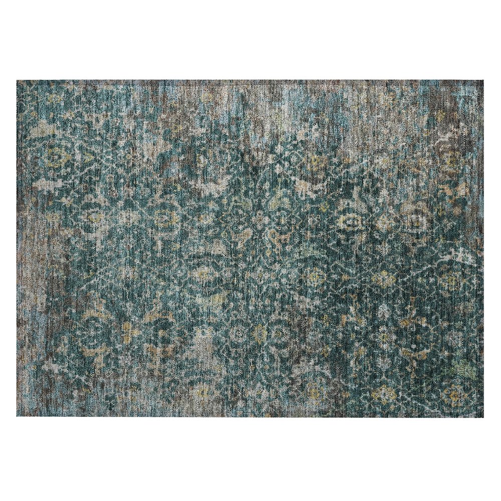 Machine Washable Indoor/Outdoor Chantille ACN2359 Teal 1'8" x 2'6" Rug. Picture 1