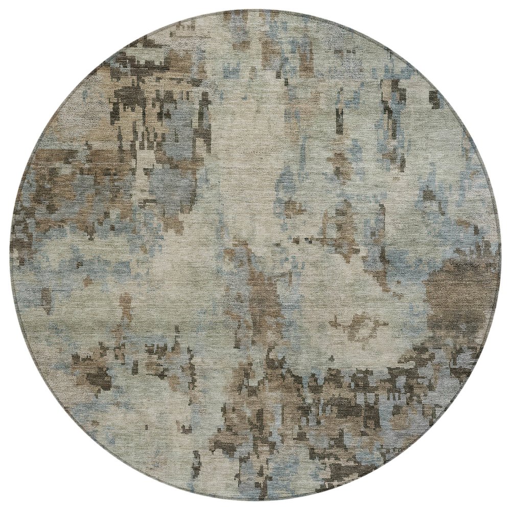 Machine Washable Indoor/Outdoor Chantille ACN2360 Brown 8' x 8' Round Rug. Picture 1