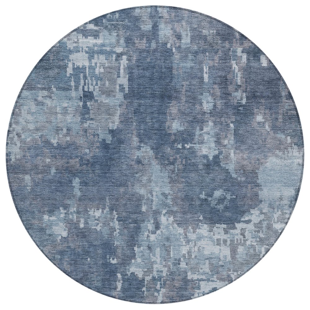 Machine Washable Indoor/Outdoor Chantille ACN2361 Blue 8' x 8' Round Rug. Picture 1