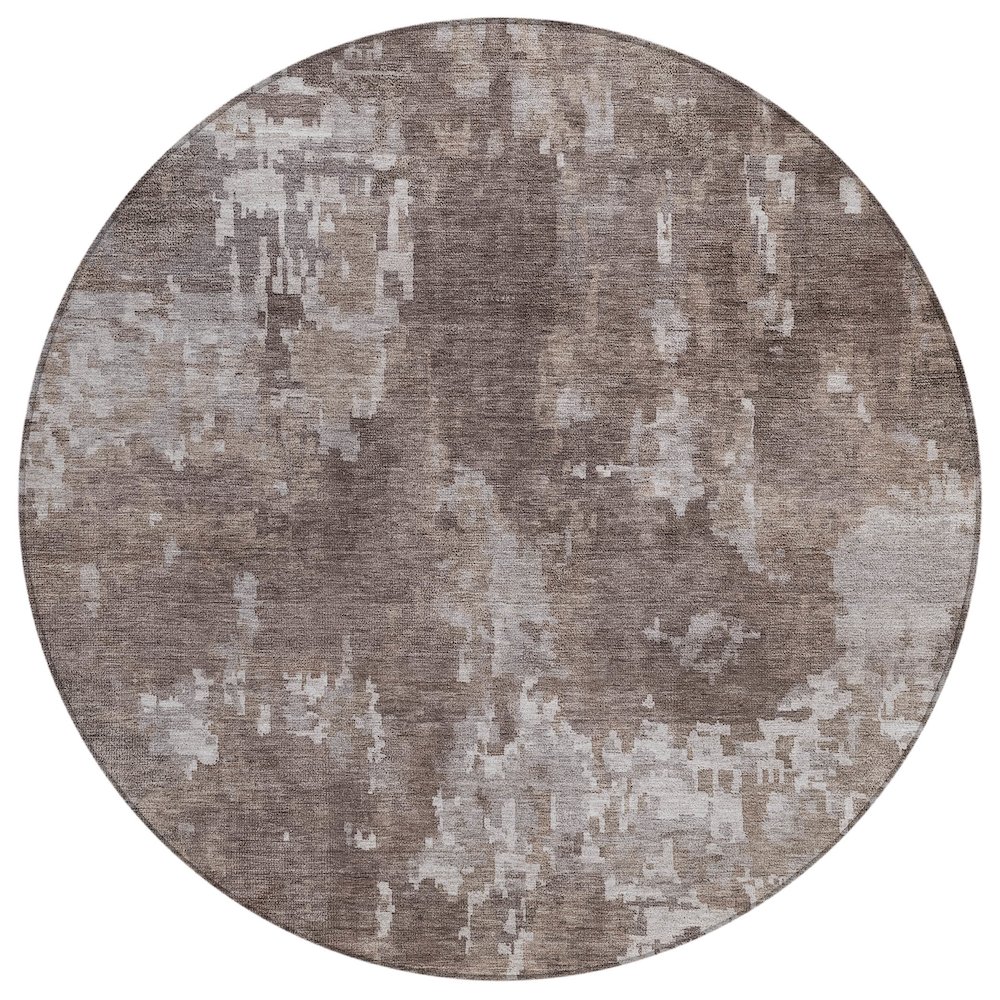 Machine Washable Indoor/Outdoor Chantille ACN2361 Brown 8' x 8' Round Rug. Picture 1