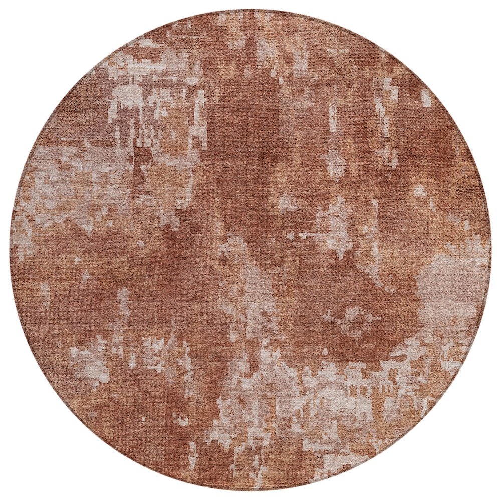 Machine Washable Indoor/Outdoor Chantille ACN2361 Orange 8' x 8' Round Rug. Picture 1