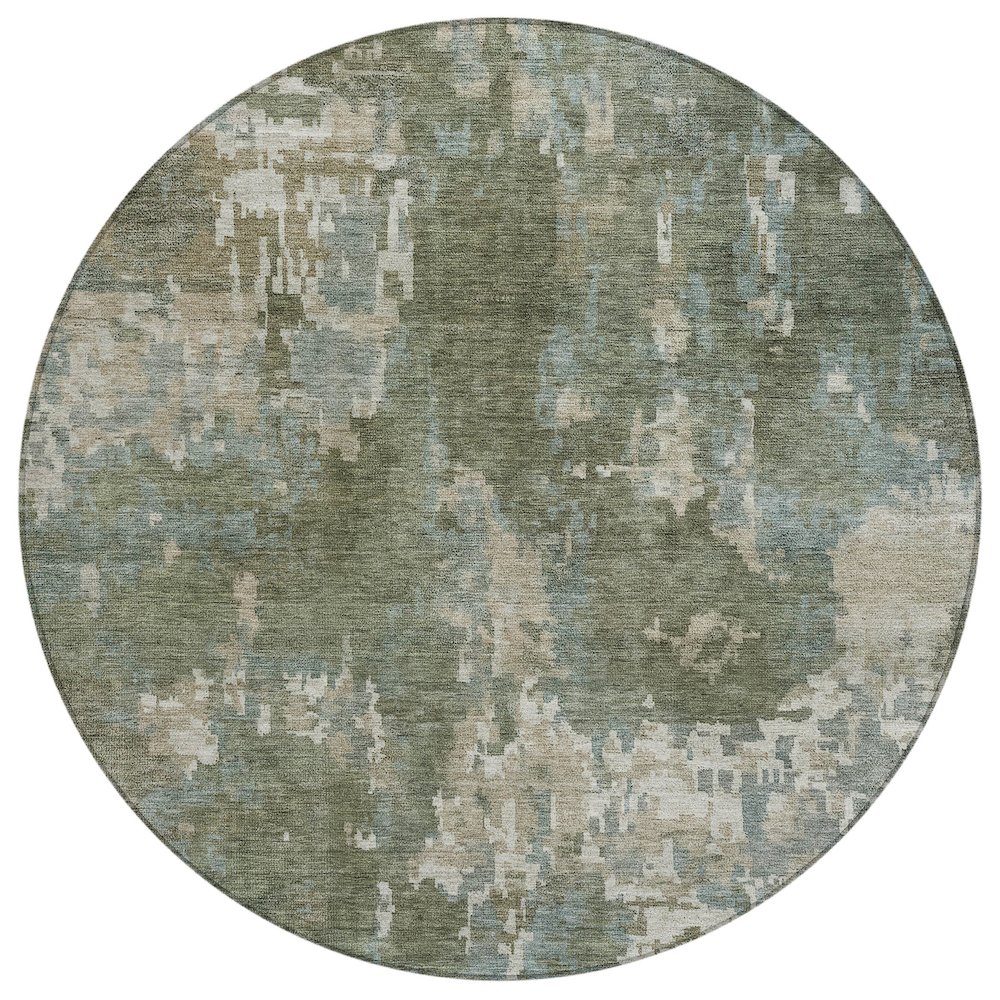 Machine Washable Indoor/Outdoor Chantille ACN2361 Green 8' x 8' Round Rug. Picture 1