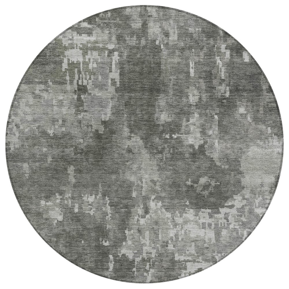 Machine Washable Indoor/Outdoor Chantille ACN2361 Gray 8' x 8' Round Rug. Picture 1