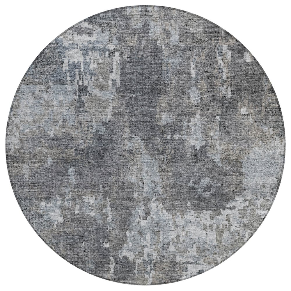 Machine Washable Indoor/Outdoor Chantille ACN2361 Brown 8' x 8' Round Rug. Picture 1