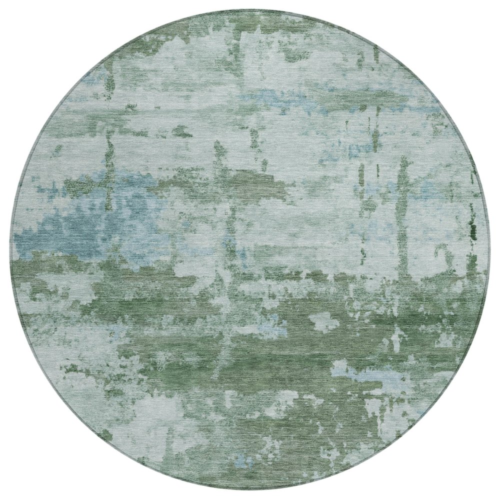 Machine Washable Indoor/Outdoor Chantille ACN2362 Green 8' x 8' Round Rug. Picture 1
