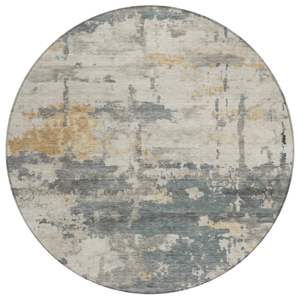 Machine Washable Indoor/Outdoor Chantille ACN2362 Green 8' x 8' Round Rug. Picture 1