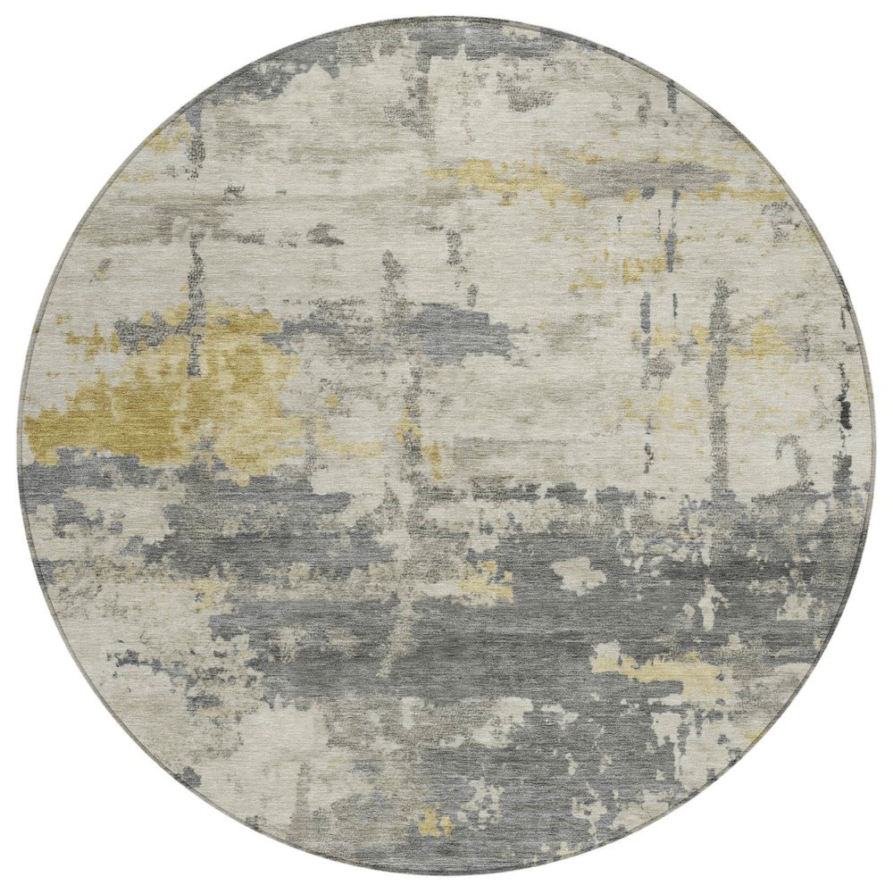 Machine Washable Indoor/Outdoor Chantille ACN2362 Gray 8' x 8' Round Rug. Picture 1