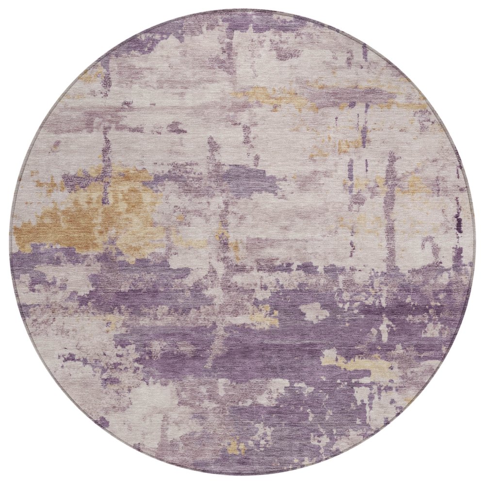 Machine Washable Indoor/Outdoor Chantille ACN2362 Purple 8' x 8' Round Rug. Picture 1