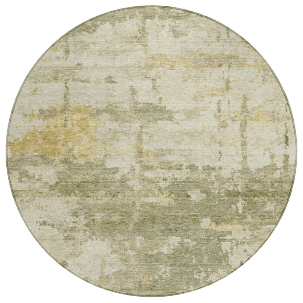 Machine Washable Indoor/Outdoor Chantille ACN2362 Green 8' x 8' Round Rug. Picture 1