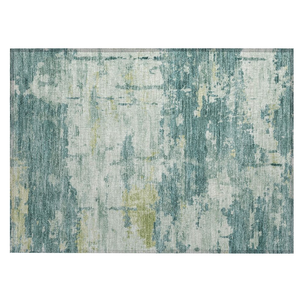 Machine Washable Indoor/Outdoor Chantille ACN2362 Teal 1'8" x 2'6" Rug. Picture 1