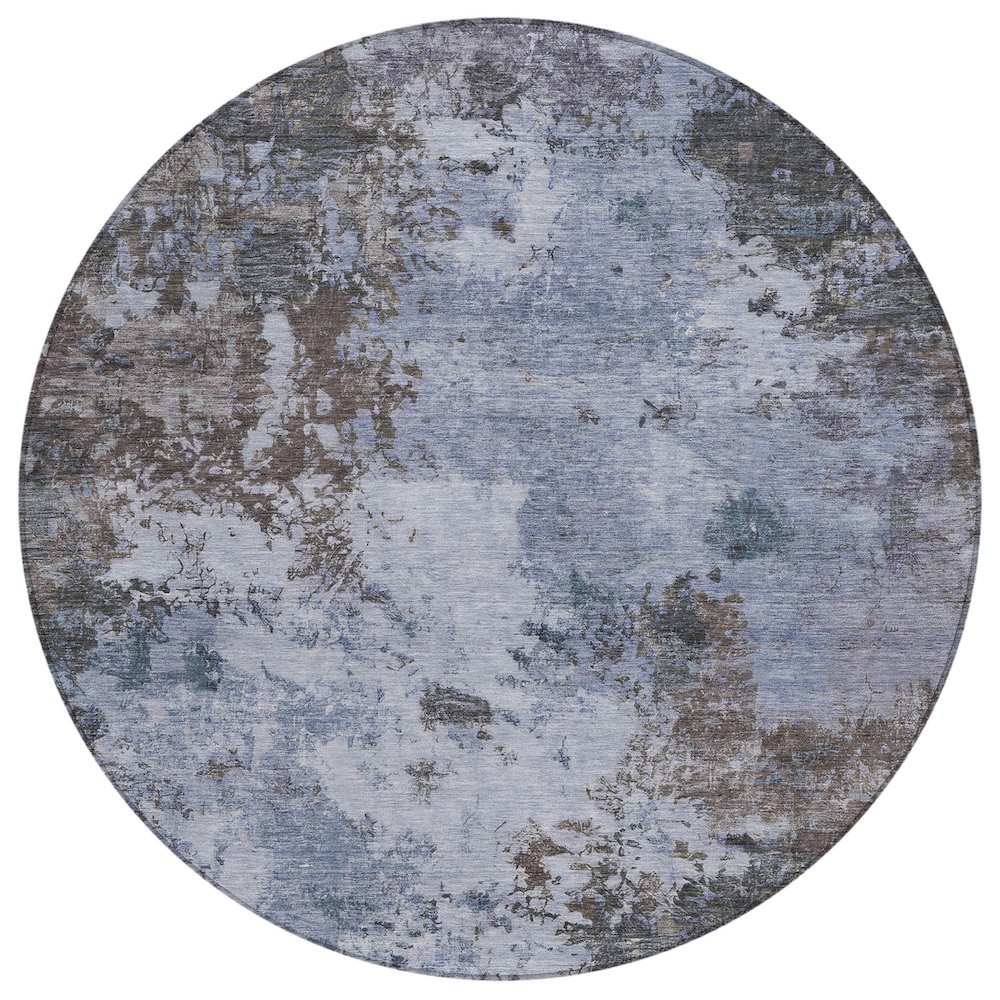 Machine Washable Indoor/Outdoor Chantille ACN2363 Blue 8' x 8' Round Rug. Picture 1