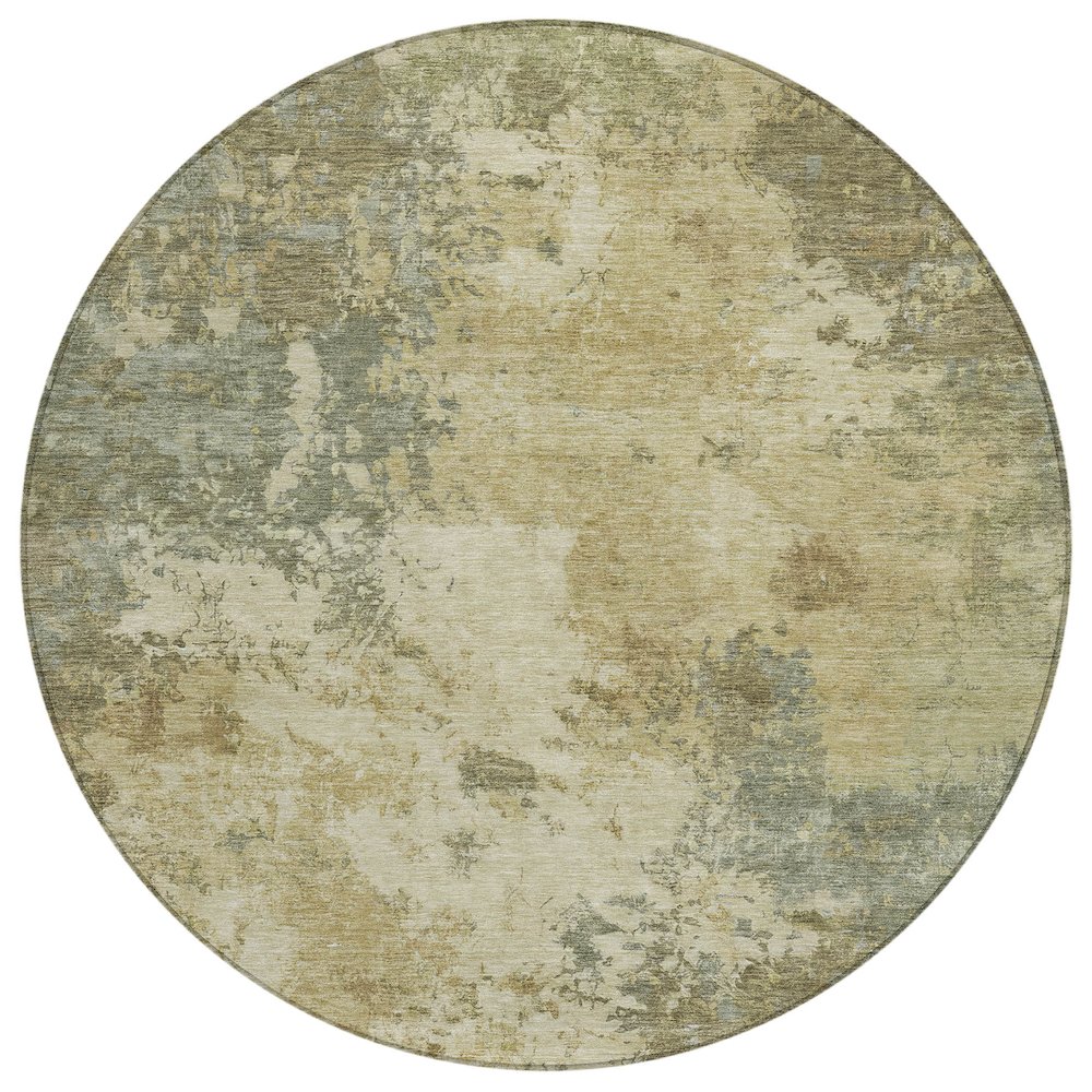 Machine Washable Indoor/Outdoor Chantille ACN2363 Gold 8' x 8' Round Rug. Picture 1