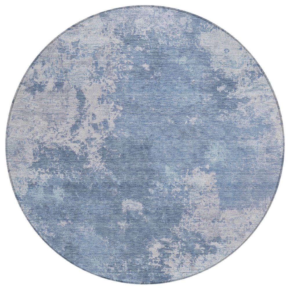 Machine Washable Indoor/Outdoor Chantille ACN2364 Blue 8' x 8' Round Rug. Picture 1