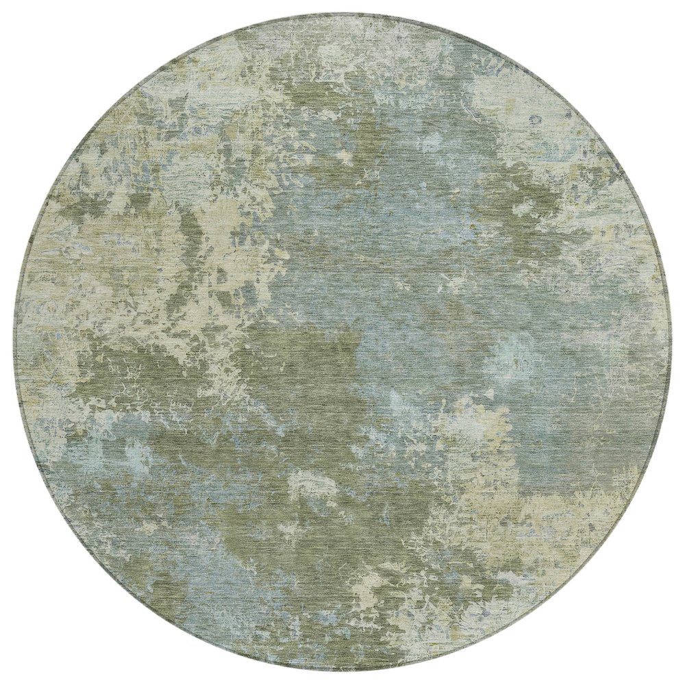 Machine Washable Indoor/Outdoor Chantille ACN2364 Green 8' x 8' Round Rug. Picture 1