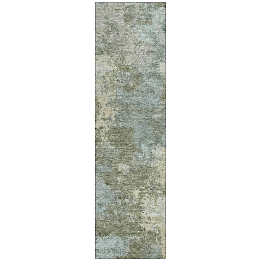 Machine Washable Indoor/Outdoor Chantille ACN2364 Green 2'3" x 7'6" Runner Rug. Picture 1