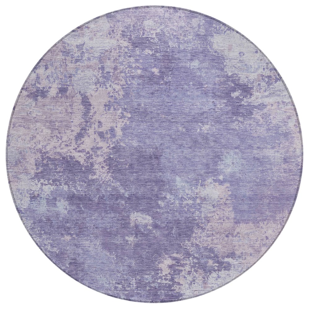 Machine Washable Indoor/Outdoor Chantille ACN2364 Purple 8' x 8' Round Rug. Picture 1