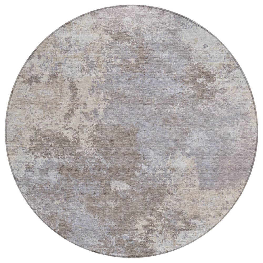 Machine Washable Indoor/Outdoor Chantille ACN2364 Brown 8' x 8' Round Rug. Picture 1
