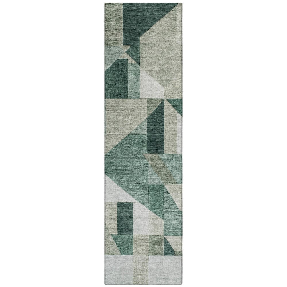 Machine Washable Indoor/Outdoor Chantille ACN2365 Green 2'3" x 7'6" Runner Rug. Picture 1