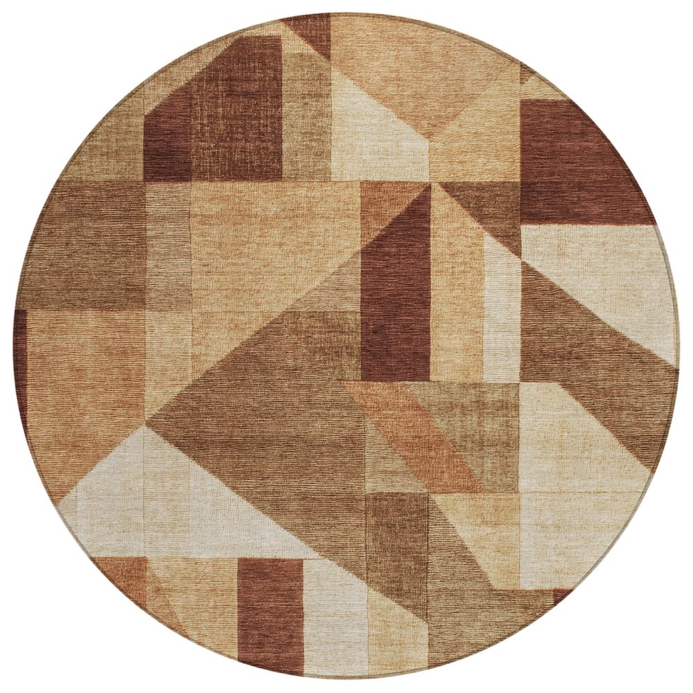 Machine Washable Indoor/Outdoor Chantille ACN2365 Orange 8' x 8' Round Rug. Picture 1