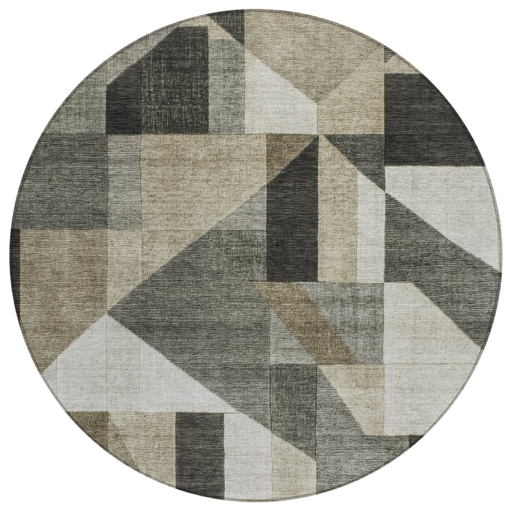 Machine Washable Indoor/Outdoor Chantille ACN2365 Gray 8' x 8' Round Rug. Picture 1