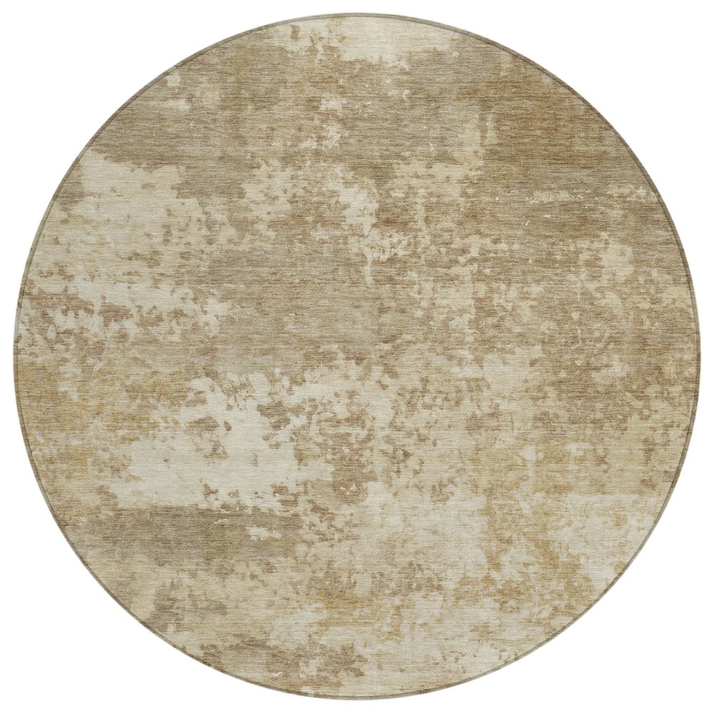 Machine Washable Indoor/Outdoor Chantille ACN2366 Brown 8' x 8' Round Rug. Picture 1
