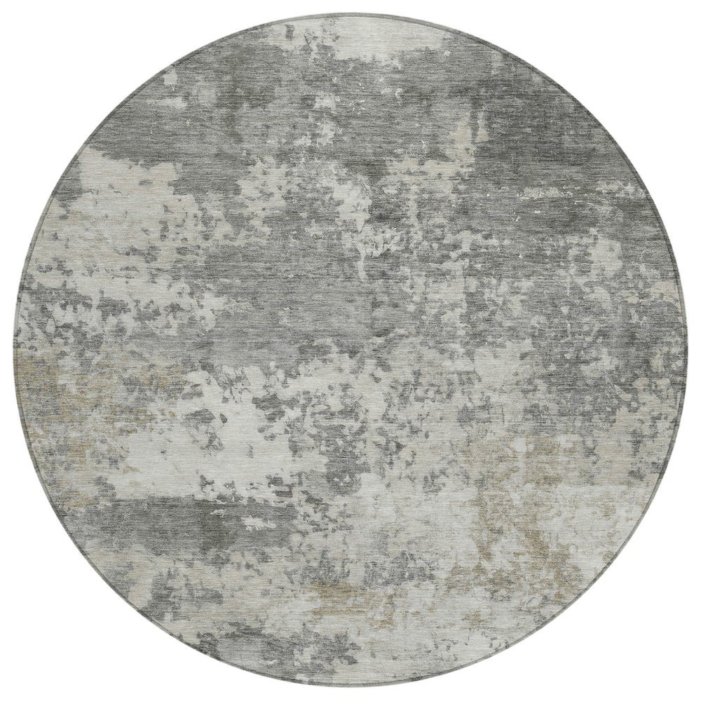 Machine Washable Indoor/Outdoor Chantille ACN2366 Gray 8' x 8' Round Rug. Picture 1