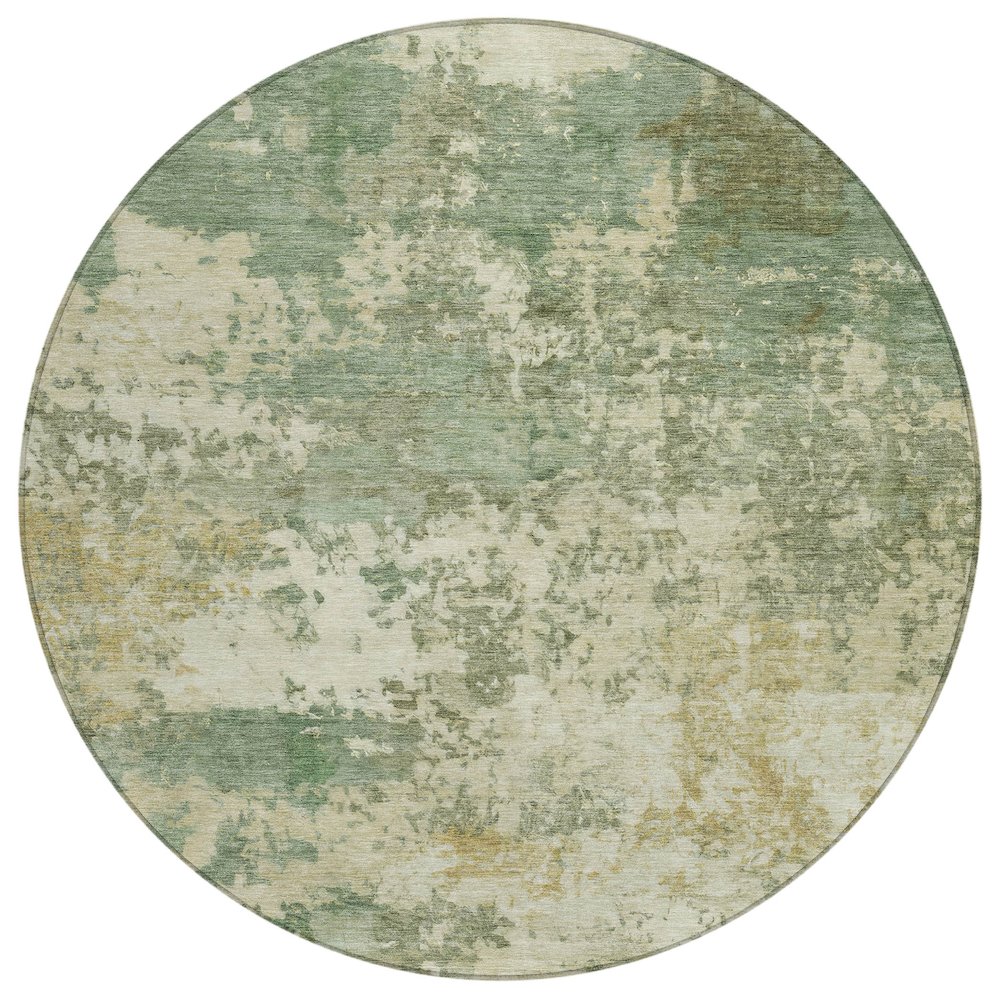 Machine Washable Indoor/Outdoor Chantille ACN2366 Green 8' x 8' Round Rug. Picture 1