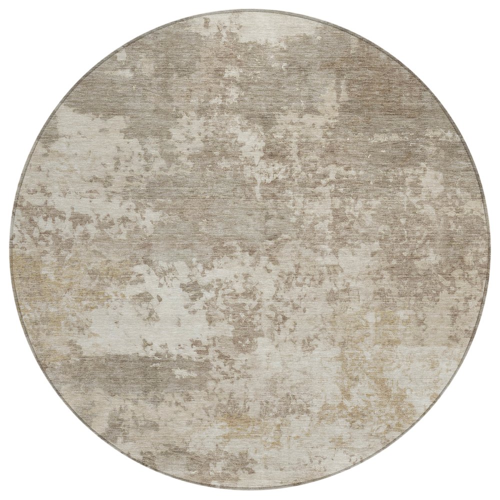 Machine Washable Indoor/Outdoor Chantille ACN2366 Brown 8' x 8' Round Rug. Picture 1