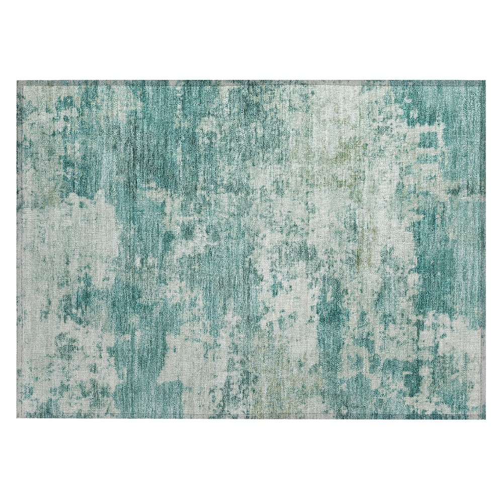 Machine Washable Indoor/Outdoor Chantille ACN2366 Teal 1'8" x 2'6" Rug. Picture 1