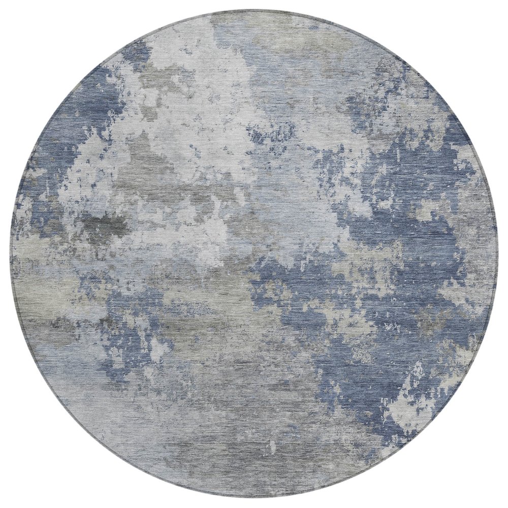 Machine Washable Indoor/Outdoor Chantille ACN2367 Blue 8' x 8' Round Rug. Picture 1