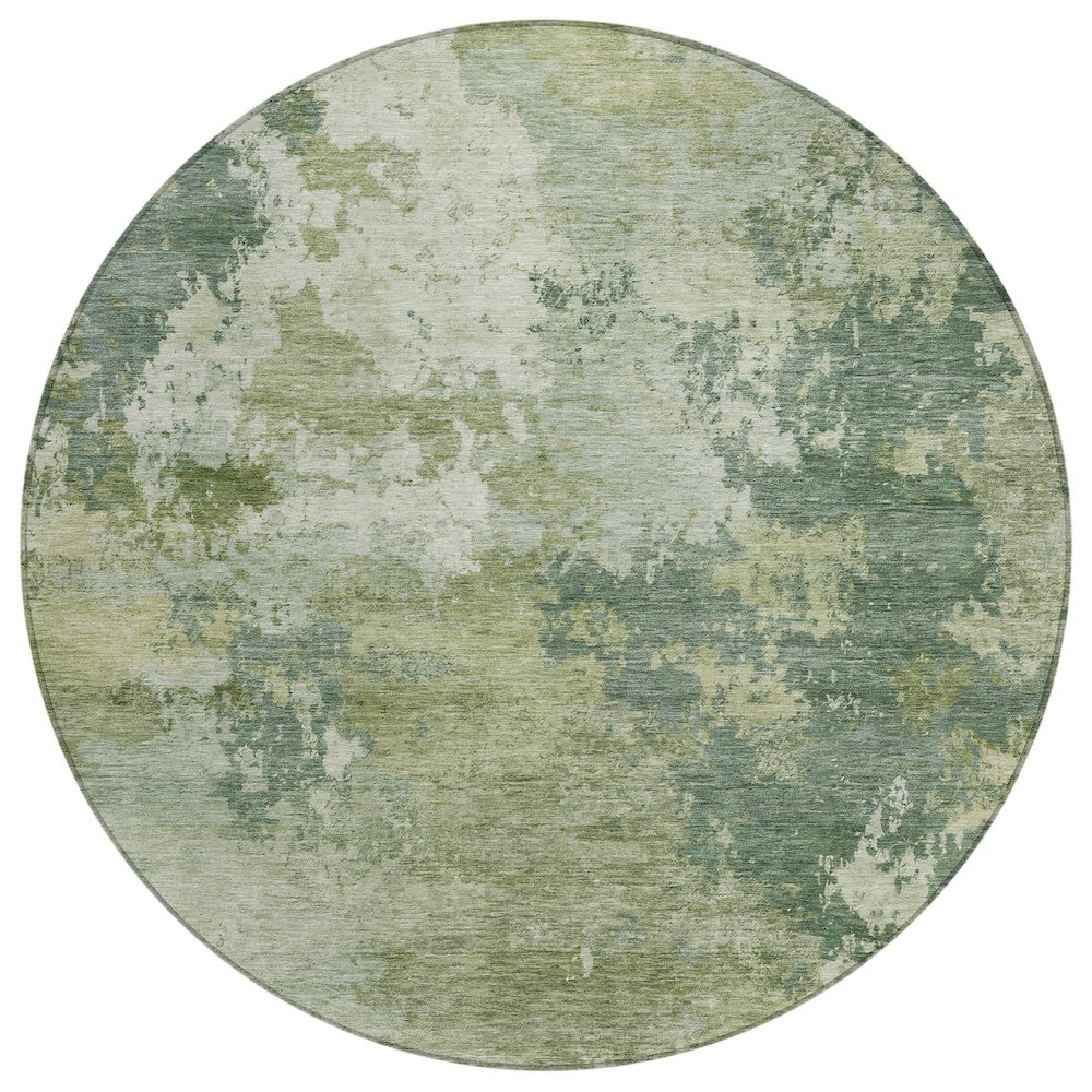 Machine Washable Indoor/Outdoor Chantille ACN2367 Green 8' x 8' Round Rug. Picture 1