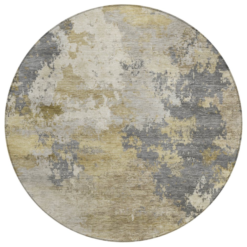 Machine Washable Indoor/Outdoor Chantille ACN2367 Gray 8' x 8' Round Rug. Picture 1