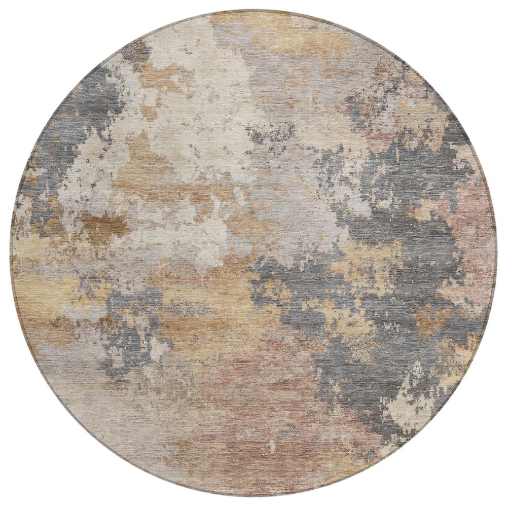 Machine Washable Indoor/Outdoor Chantille ACN2367 Gray 8' x 8' Round Rug. Picture 1