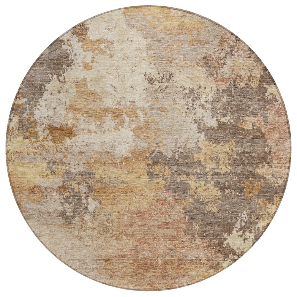 Machine Washable Indoor/Outdoor Chantille ACN2367 Orange 8' x 8' Round Rug. Picture 1