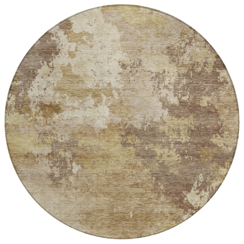 Machine Washable Indoor/Outdoor Chantille ACN2367 Gold 8' x 8' Round Rug. Picture 1